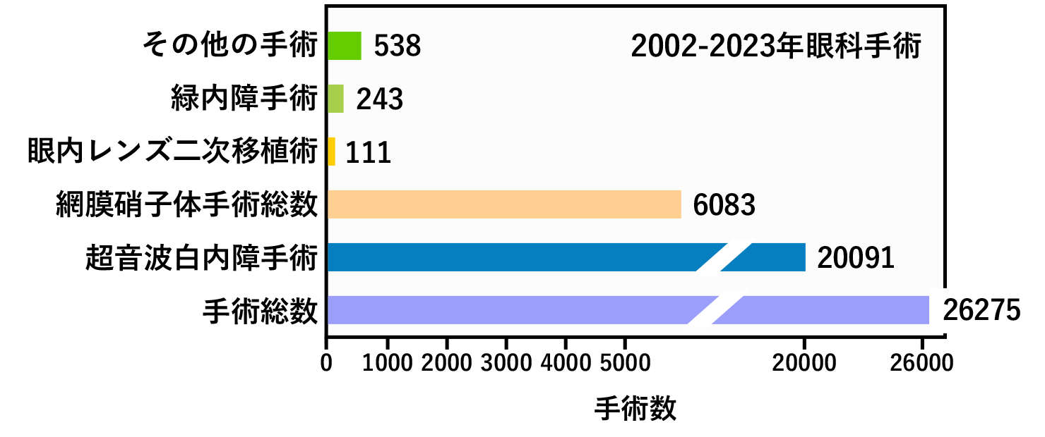 2002年から2023年の眼科手術の合計